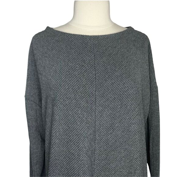 Ava & Viv Sweater Womens 1X Gray Ribbed Long Sleeves Textured - Picture 3 of 10